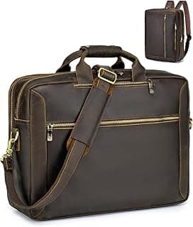 BAGZY Leder-Aktentasche für Piloten – 17,3 Zoll Laptop, 3-in-1 Funktion