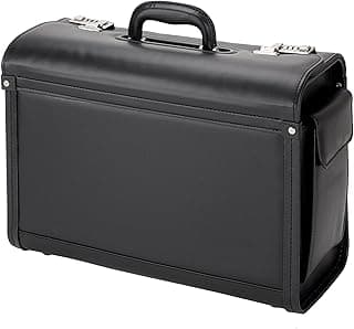 ALASSIO Pilotenkoffer GENOVA – strapazierfähiges Lederimitat, 46 x 35 x 20 cm, schwarz