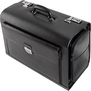 ALASSIO Pilotenkoffer VERONA – hochwertiges Rindsleder, 49 x 35 x 24 cm, schwarz