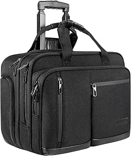 VANKEAN 17,3" Laptoptasche mit Rollen, Handgepäck-Aktentasche wasserdicht mit RFID-Taschen